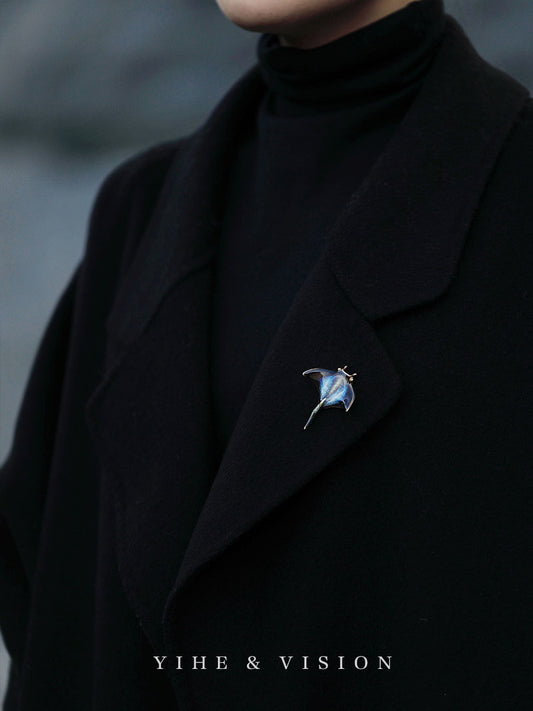 "Manta Ray" Ceramic Brooches