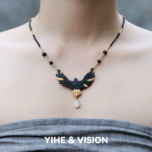 "Black Eagle" Ceramic Necklace