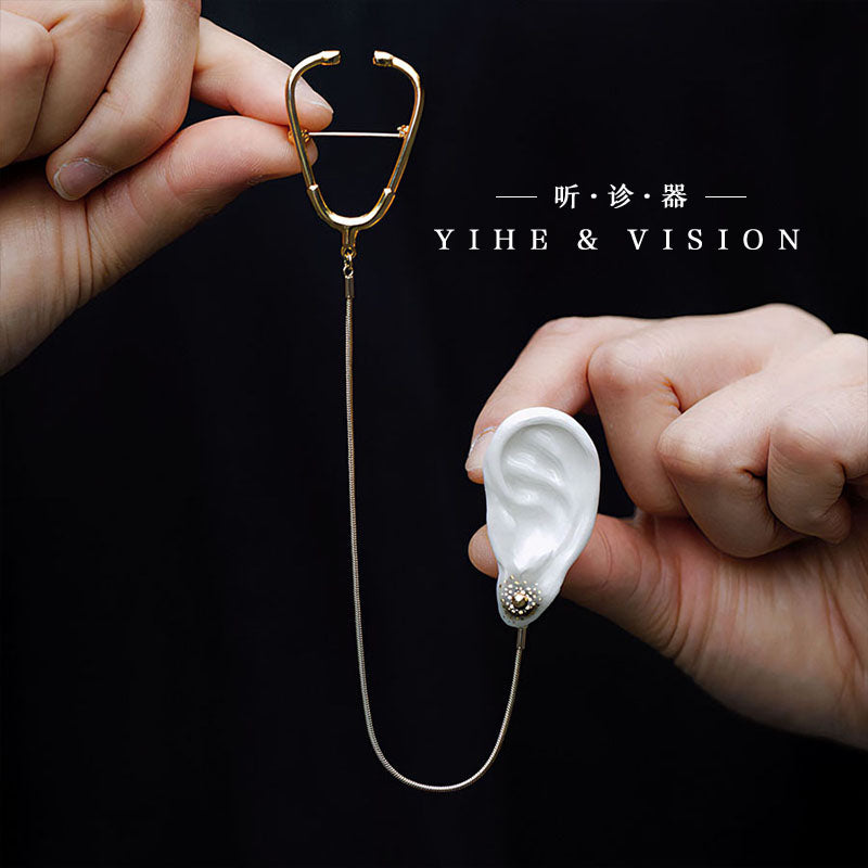 Handmade Ceramic Brooches "Stethoscope"