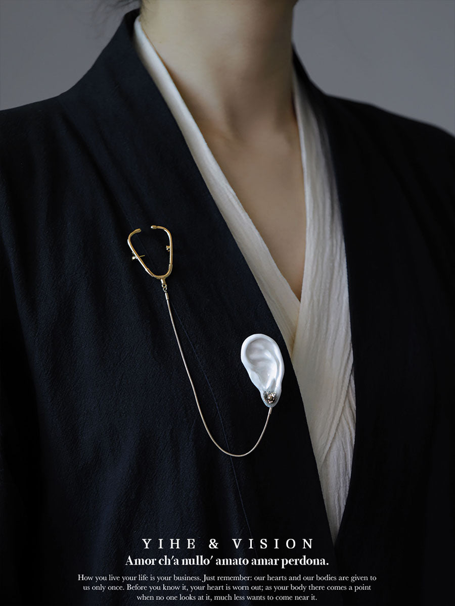 Handmade Ceramic Brooches "Stethoscope"