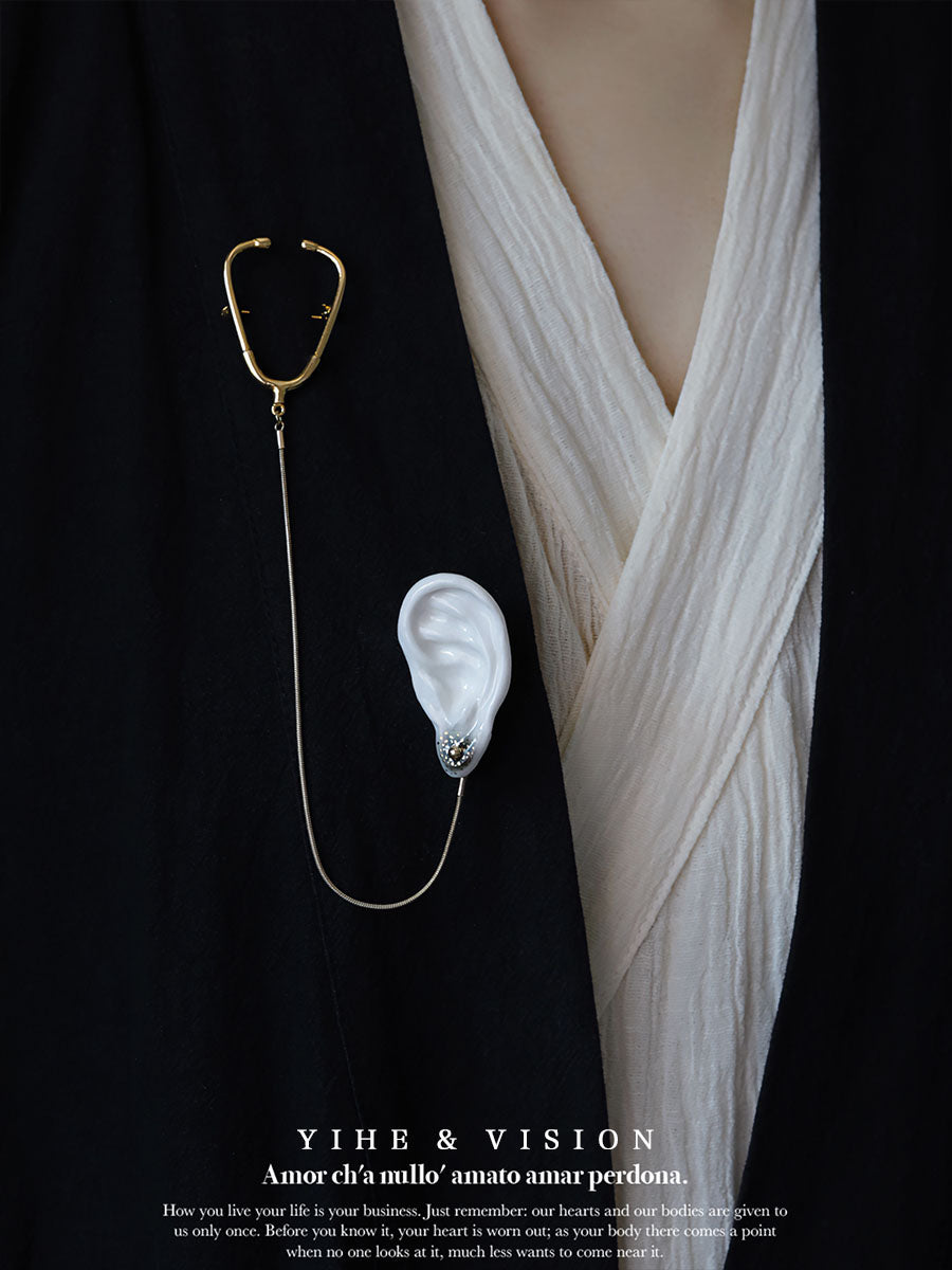 Handmade Ceramic Brooches "Stethoscope"